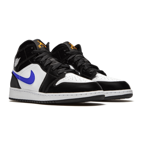 Sneakers WMNS NIKE AIR JORDAN 1 RETRO MID GS BLACK RACER - Blue White 554725-084